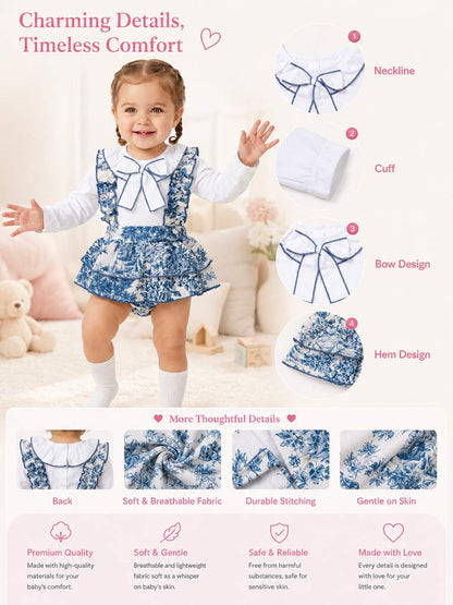 Baby Girl Isaura Collection 2-piece Romper Set - Dusty Blue