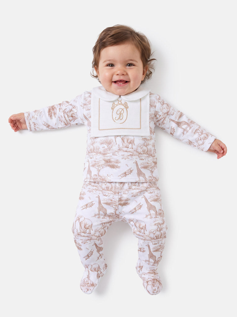 Baby Long-Sleeve 2-Piece Pyjama Set - Safari Collection - Beige