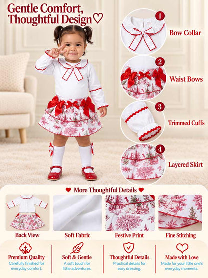 Girls 2-piece Set Top + Skirt - Christmas Print Collection - LIMITED EDITION