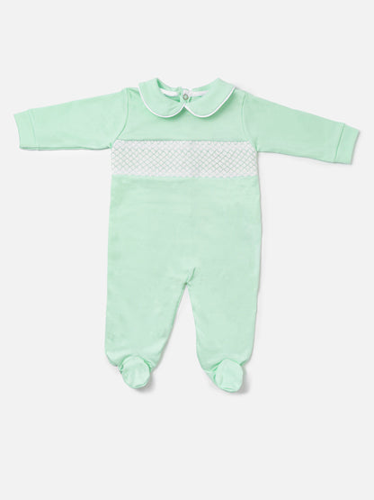 Cotton Baby Grow with Smocked Detail - Mint Green