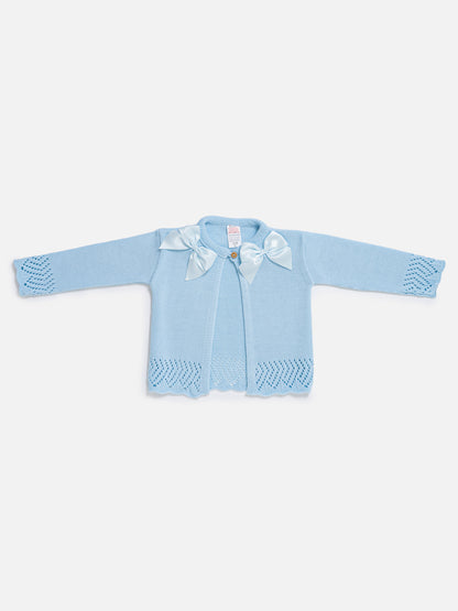 Baby Girl Cardigan with 2 Big Bows - Baby Blue