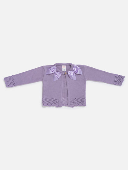 Baby Girl Cardigan with 2 Big Bows - Lilac