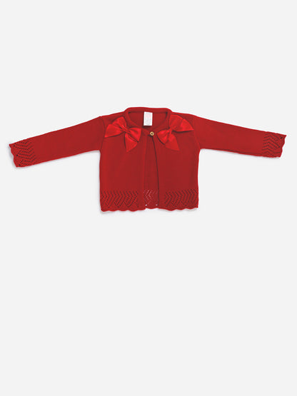 Baby Girl Cardigan with 2 Big Bows - Red