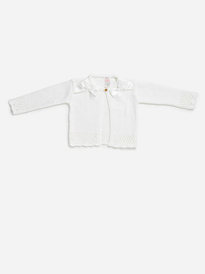 Baby Girl Cardigan with 2 Big Bows - White