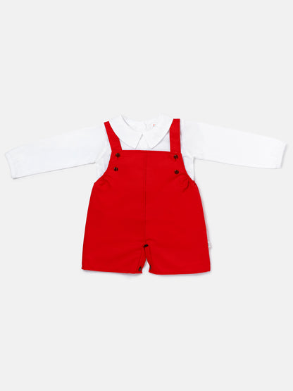 Baby Boy Alejandro Collection Two-Piece Shirt and Short Dungaree Set - Red