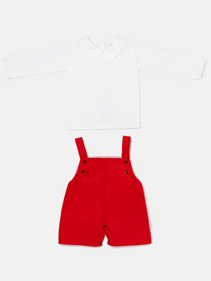 Baby Boy Alejandro Collection Two-Piece Shirt and Short Dungaree Set - Red