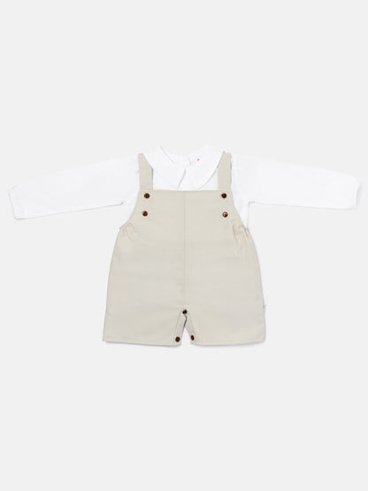 Baby Boy Alejandro Collection Two-Piece Shirt and Short Dungaree Set - Beige