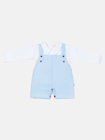Baby Boy Alejandro Collection Two-Piece Shirt and Short Dungaree Set - Baby Blue