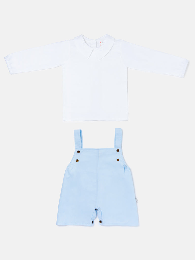 Baby Boy Alejandro Collection Two-Piece Shirt and Short Dungaree Set - Baby Blue