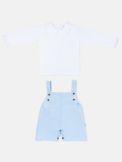 Baby Boy Alejandro Collection Two-Piece Shirt and Short Dungaree Set - Baby Blue