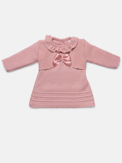 Baby Girl 2-piece Spanish Knitted Dress & Bolero Set - Dusty Pink