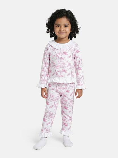 Girl Safari Collection 2-Piece Cotton Pyjama Set - Baby Pink