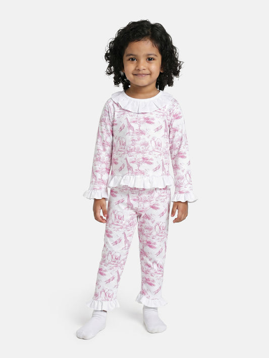Girl Safari Collection 2-Piece Cotton Pyjama Set - Baby Pink