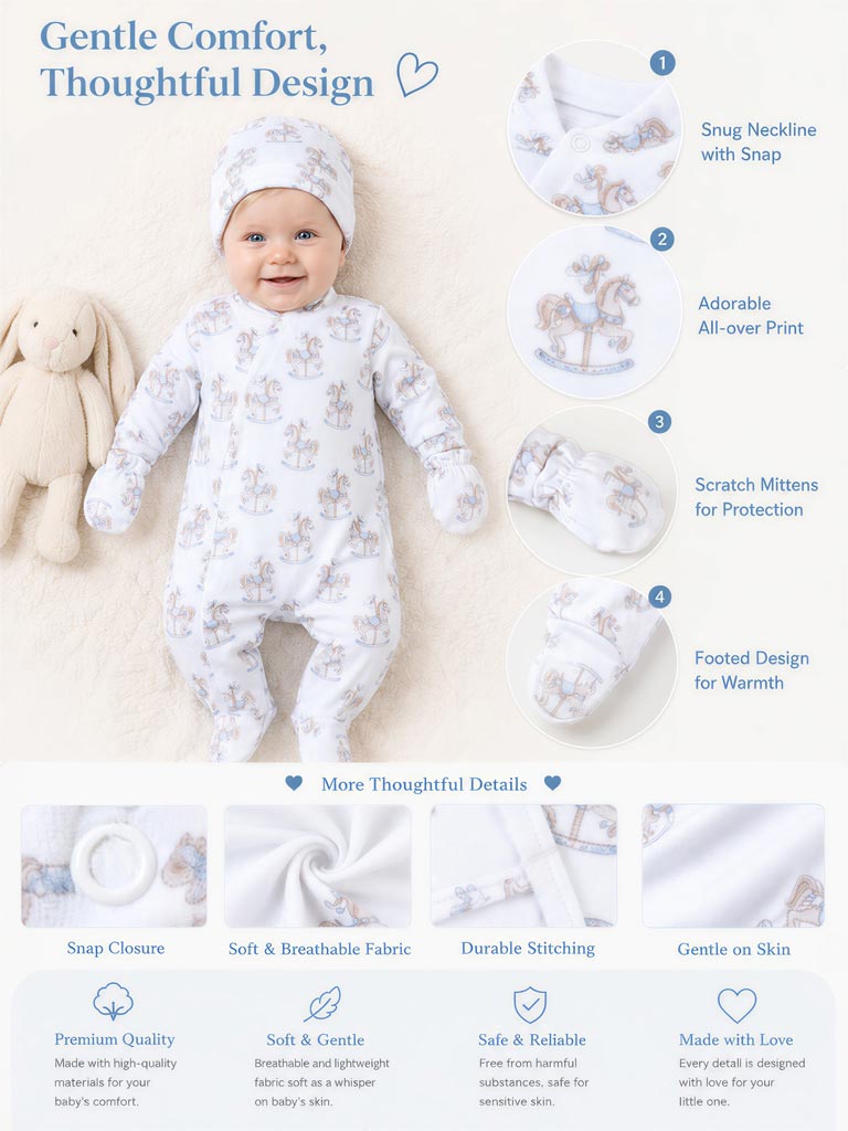 Baby Grow Rocking Horse Collection 3-Piece Set - Baby Blue