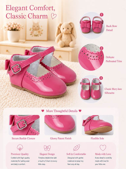 Baby Girl M&B Shoes with Back Bow - Fuchsia