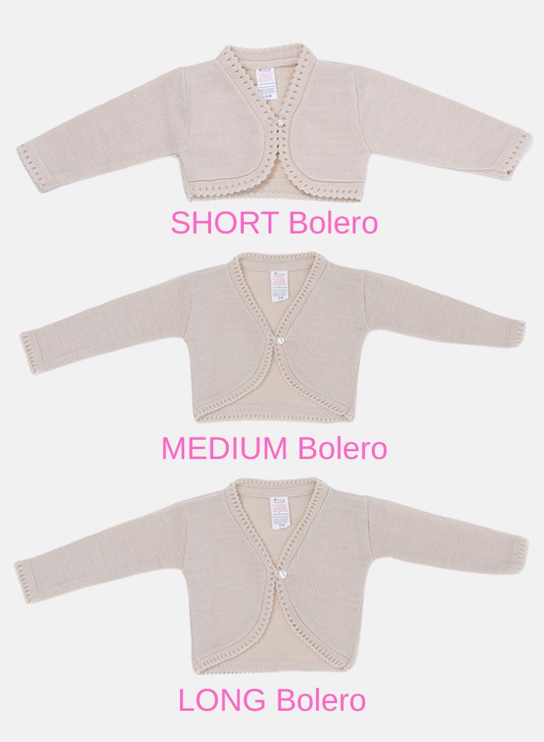 Luxury Baby Girl LONG Bolero with Button - Beige