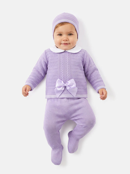 Baby Girl Violeta Collection 3-piece Spanish Knitted Set - Purple