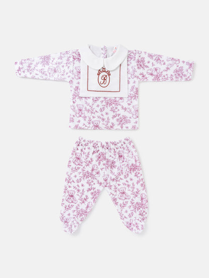 Baby Long-Sleeve 2-Piece Pyjama Set - Teddy Collection - Cherry Red