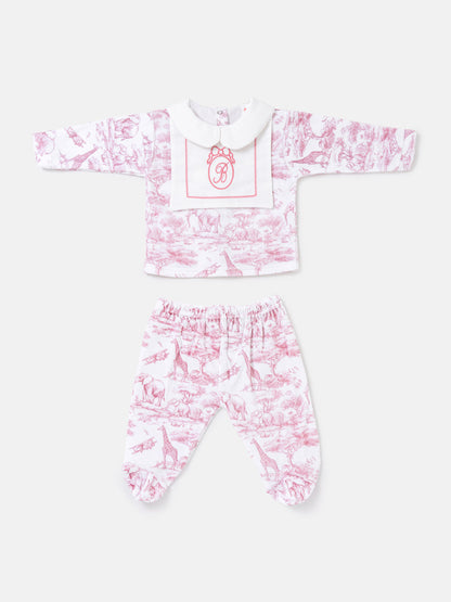 Baby Long-Sleeve 2-Piece Pyjama Set - Safari Collection - Baby Pink