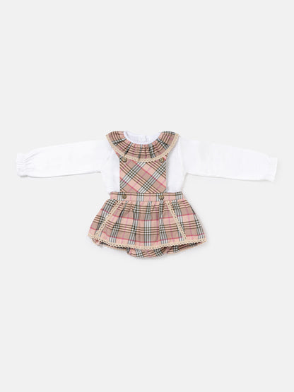 Baby Girl Consuelo Collection 2-Piece Tartan Romper Set - Dusty Pink