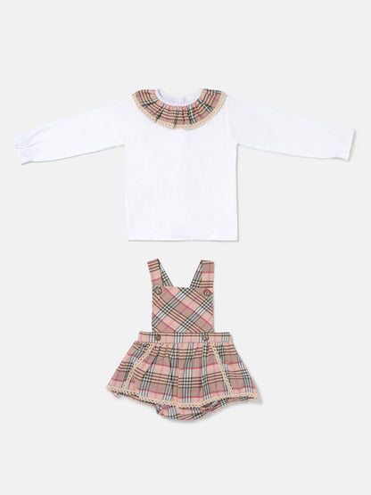 Baby Girl Consuelo Collection 2-Piece Tartan Romper Set - Dusty Pink