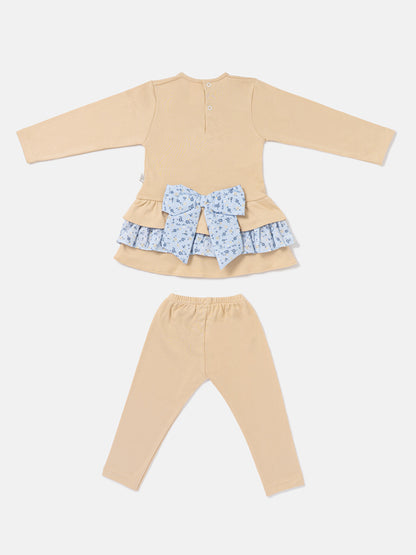 Baby Girl Top & Leggings Set - Teddy Bear Collection - Beige