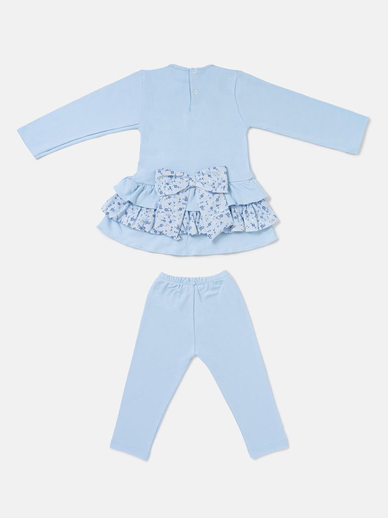 Baby Girl Top & Leggings Set - Teddy Bear Collection - Baby Blue