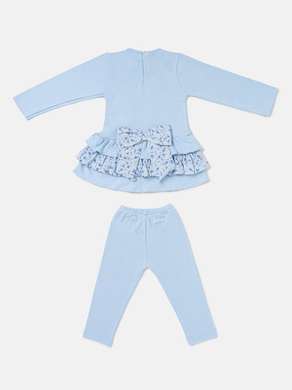 Baby Girl Top & Leggings Set - Teddy Bear Collection - Baby Blue