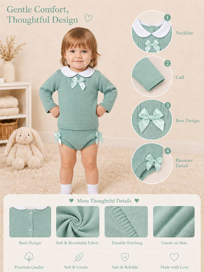 Baby Girl Manuela Collection 2-piece Knitted Set - Mint Green