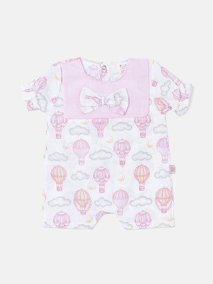 Baby Girl Summer Pyjama with Puffed Sleeves - Hot Air Balloon Collection - Baby Pink
