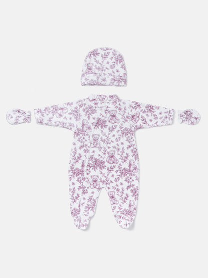Velour Baby Grow Teddy Collection 3-Piece Set - Cherry Red