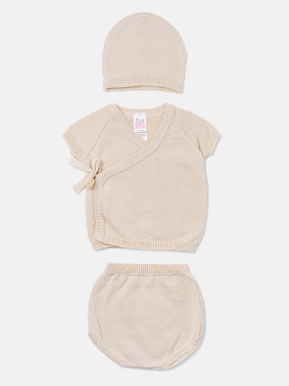 Baby 3-Piece Knitted Set for Embroidery - Beige