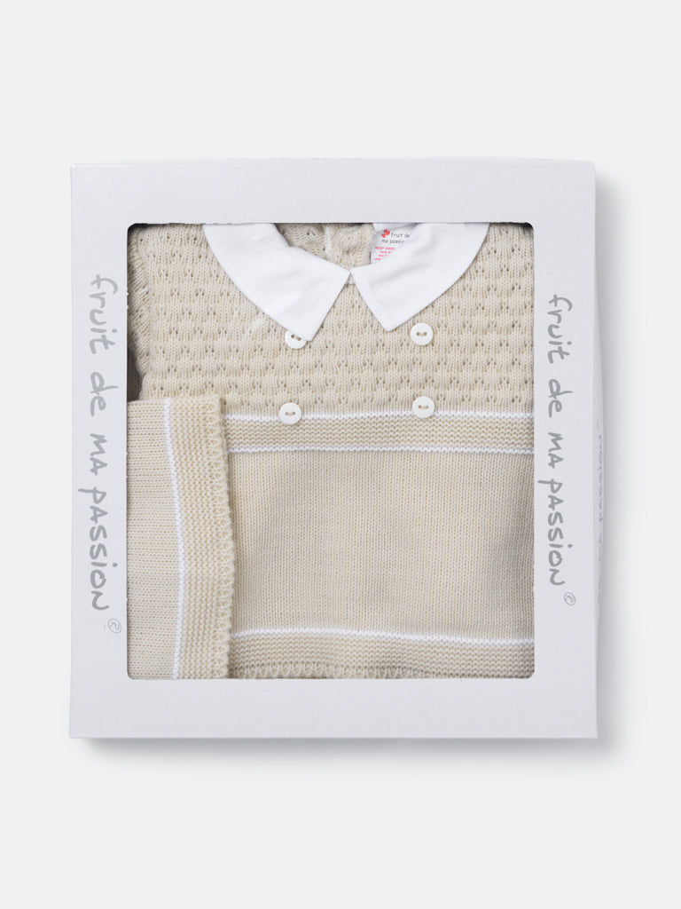 Baby Boy Smart Layette 3-piece Knitted Gift Box Set - Beige