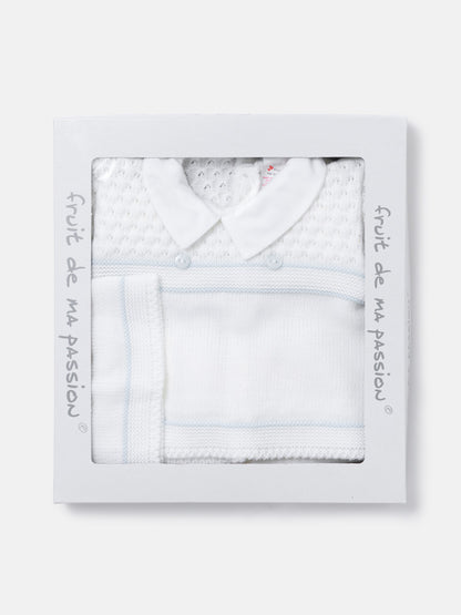 Baby Boy Smart Layette 3-piece Knitted Gift Box Set - White