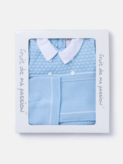 Baby Boy Smart Layette 3-piece Knitted Gift Box Set - Baby Blue