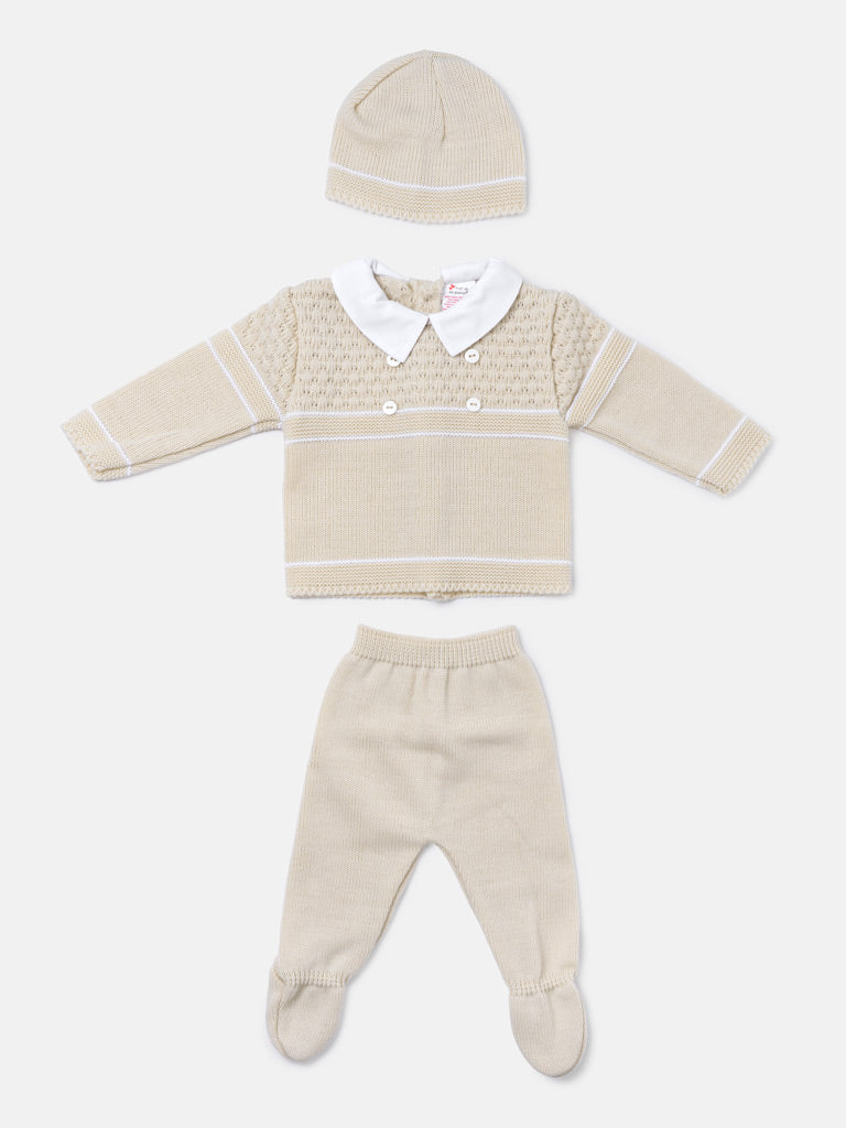 Baby Boy Smart Layette 3-piece Knitted Gift Box Set - Beige