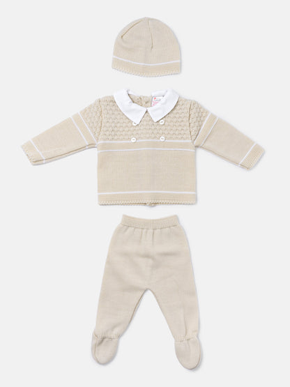 Baby Boy Smart Layette 3-piece Knitted Gift Box Set - Beige