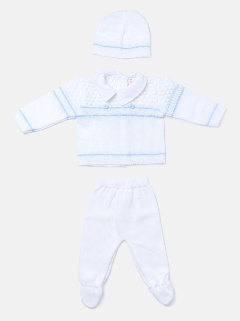 Baby Boy Smart Layette 3-piece Knitted Gift Box Set - White