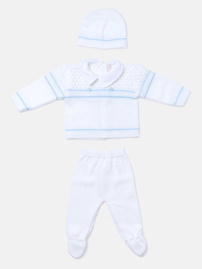 Baby Boy Smart Layette 3-piece Knitted Gift Box Set - White