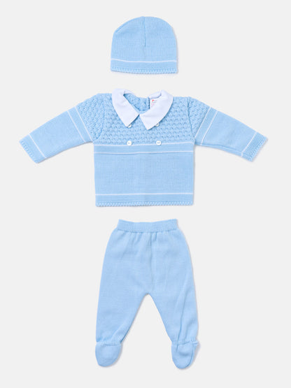Baby Boy Smart Layette 3-piece Knitted Gift Box Set - Baby Blue