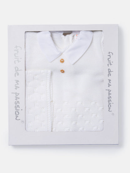 Baby Boy 3-Piece Knitted Shirt Collar Gift Box Set - Ivory