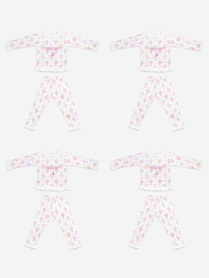 "When I Wake Up" Embroidered Girl 2-Piece Pyjama Set - Hot Air Balloon Collection - Baby Pink