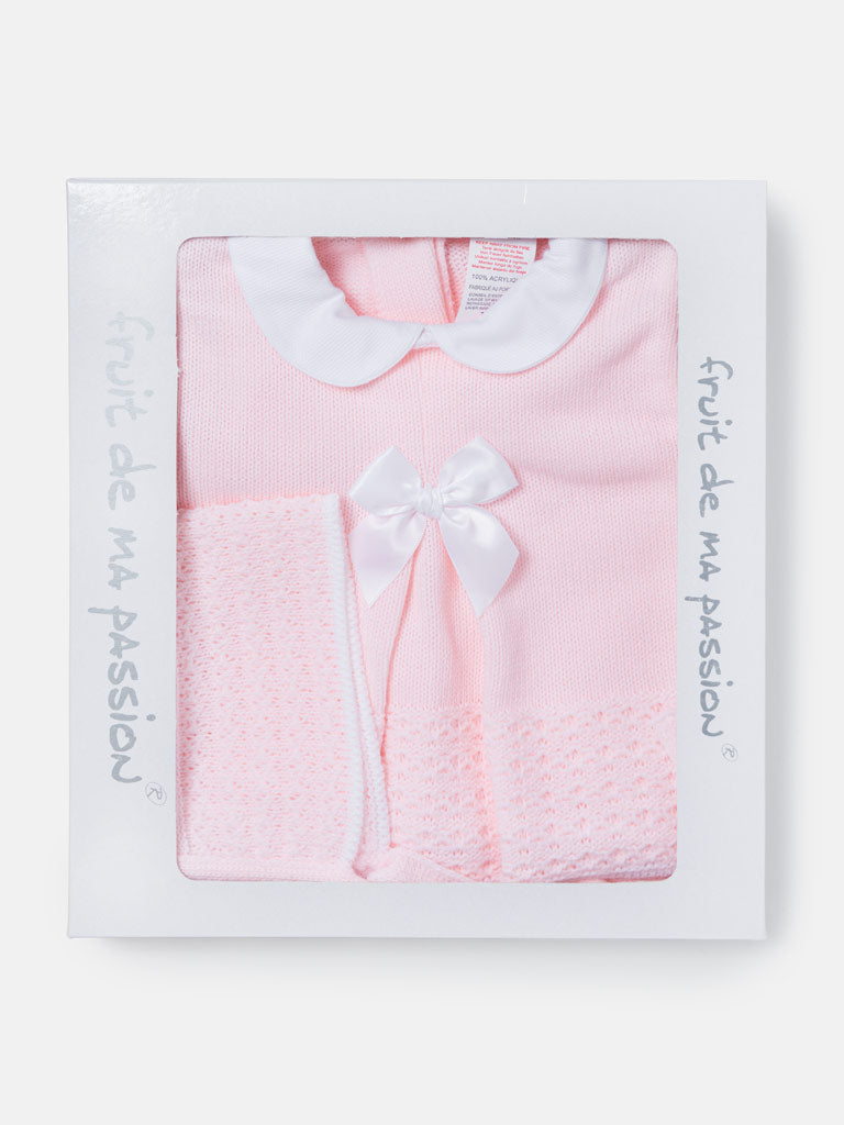 Baby Girl 3-Piece Knitted Flare Top Gift Box Set - Baby Pink