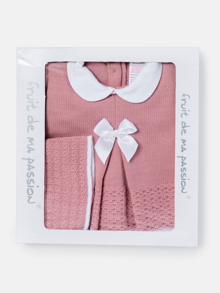 Baby Girl 3-Piece Knitted Flare Top Gift Box Set - Dusty Pink