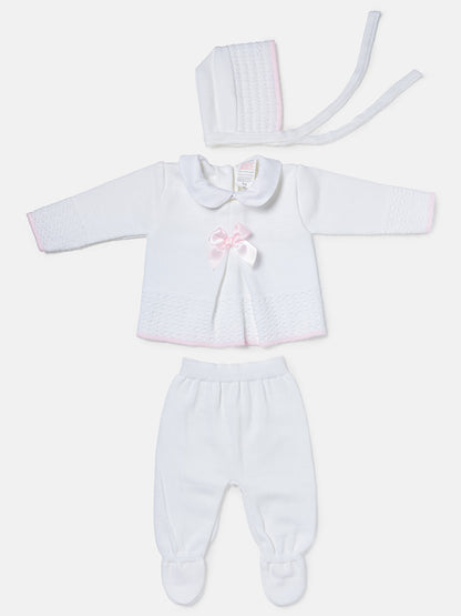 Baby Girl 3-Piece Knitted Flare Top Gift Box Set - White