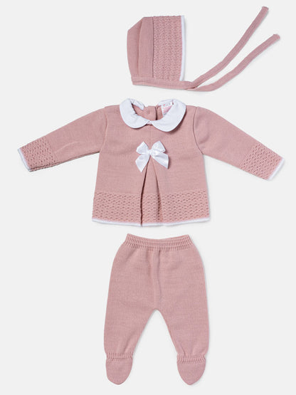 Baby Girl 3-Piece Knitted Flare Top Gift Box Set - Rose Pink