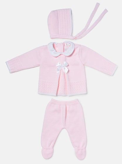 Baby Girl 3-Piece Knitted Flare Top Gift Box Set - Baby Pink