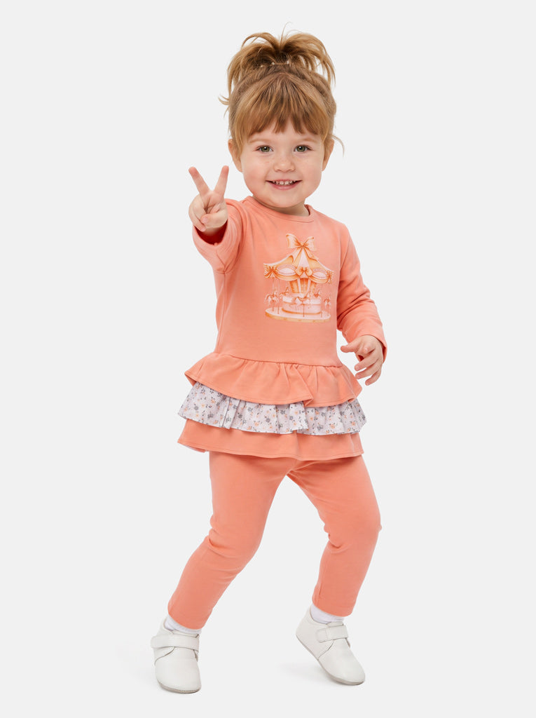 Baby Girl Leggings and Top Set - Carousel Collection - Orange