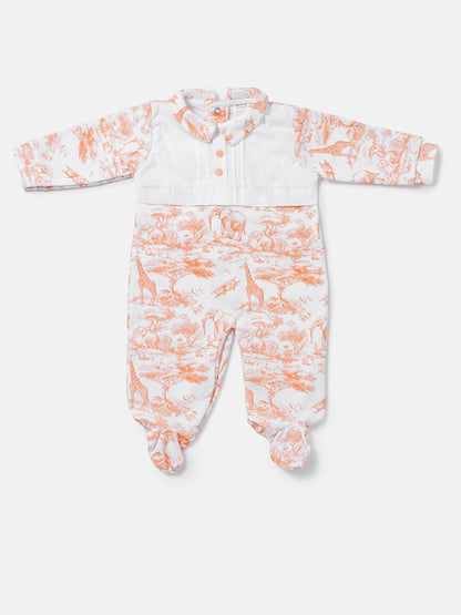 Baby Grow Safari Collection with Buttons - Orange
