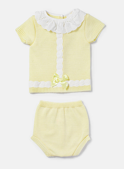 Baby Girl Rebeca 2-piece Spanish Knitted Set - Lemon Yellow